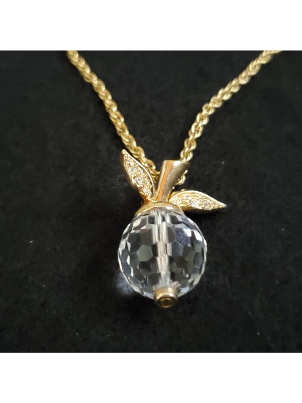 Vintage Swarovski Necklace Apple Pendant Fruit 30" - Picture 2 of 9
